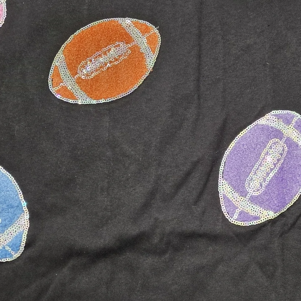 Peach Love Colorful Patch Football Oversized WomenTop New In Poly PTP 31 LARGE - Picture 4 of 7